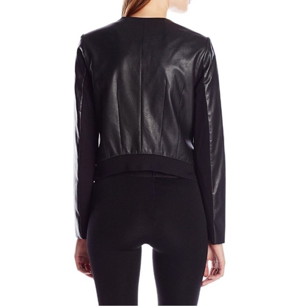 BCBGMAXAZRIA Womens XS Cruz Faux Leather Lined Blazer in Black NEW - Picture 2 of 13
